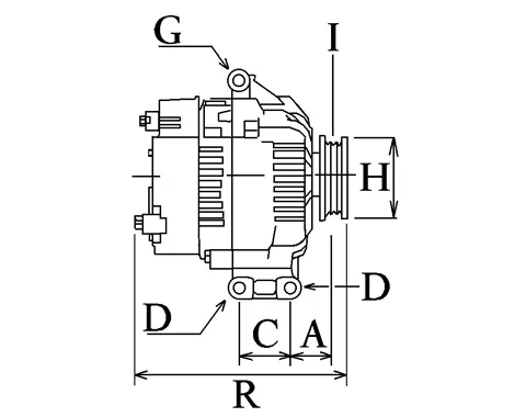 Côtes et dimensions de l'alternateur