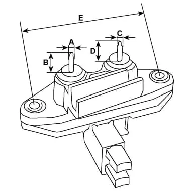 Côtes et dimensions du régulateur d'alternateur