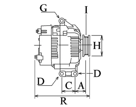 Côtes et dimensions de l'alternateur