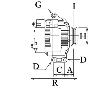 Côtes et dimensions de l'alternateur