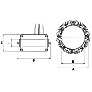 Côtes et dimensions du stator d'alternateur