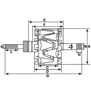 Côtes et dimensions du rotor d'alternateur