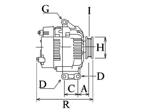 Côtes et dimensions de l'alternateur