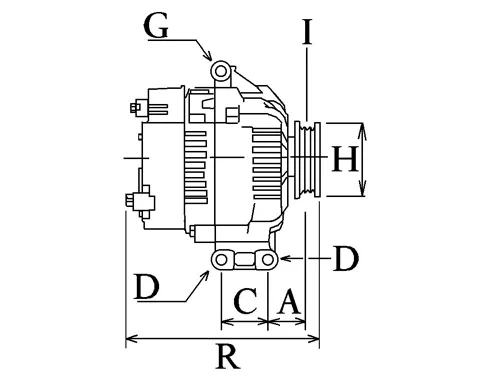Côtes et dimensions de l'alternateur