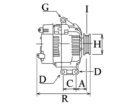 Côtes et dimensions de l'alternateur